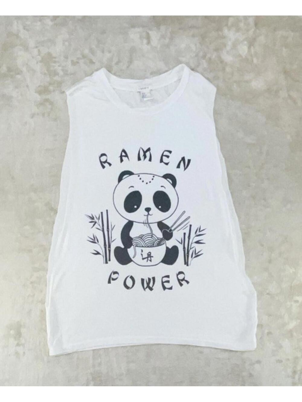 Forever 21 Women “Ramen Power” Panda Sz S (Sleeves Have Been Cut Off)